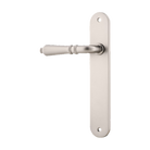 Door Lever Sarlat Oval Latch Left Hand Fixed Satin Nickel L111xP53mm BPH240xW40mm in Satin Nickel