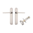 Door Lever Baltimore Oval Latch Satin Nickel H240xW40xP55mm Passage Kit Tube Latch Split Cam 'T' Striker Satin Nickel Backset 60mm in Satin Nickel