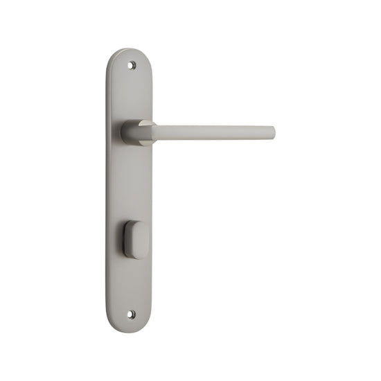 Door Lever Baltimore Oval Privacy Satin Nickel CTC85mm H230xW40xP55mm in Satin Nickel