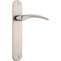 Door Lever Oxford Oval Latch Satin Nickel H230xW40xP60mm in Satin Nickel