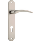 Door Lever Oxford Oval Euro Satin Nickel CTC85mm H230xW40xP60mm in Satin Nickel