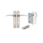 Door Lever Oxford Oval Euro Satin Nickel CTC85mm H240xW40xP60mm Entrance Kit Mortice Lock Euro Satin Nickel CTC85mm Backset 60mm, Euro Cylinder Key Thumb 6 Pin Satin Nickel L70mm KA1 in Satin Nickel