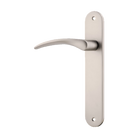 Door Lever Oxford Oval Latch Left Hand Fixed Satin Nickel L125xP60mm BPH240xW40mm in Satin Nickel
