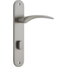 Door Lever Oxford Oval Privacy Satin Nickel CTC85mm H230xW40xP60mm in Satin Nickel