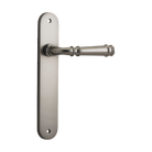 Door Lever Verona Oval Latch Satin Nickel H237xW50xP59mm in Satin Nickel