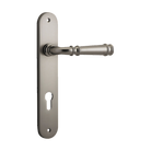 Door Lever Verona Oval Euro Satin Nickel CTC85mm H237xW50xP59mm in Satin Nickel