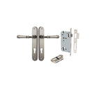 Door Lever Verona Oval Euro Satin Nickel CTC85mm H240xW40xP59mm Entrance Kit Mortice Lock Euro Satin Nickel CTC85mm Backset 60mm, Euro Cylinder Dual Function 5 Pin Satin Nickel L65mm KA1 in Satin Nickel