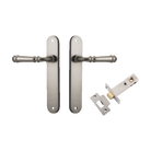 Door Lever Verona Oval Latch Satin Nickel H240xW40xP59mm Passage Kit Tube Latch Split Cam 'T' Striker Satin Nickel Backset 60mm in Satin Nickel
