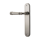 Door Lever Verona Oval Latch Left Hand Fixed Satin Nickel L122xP56mm BPH240xW40mm in Satin Nickel