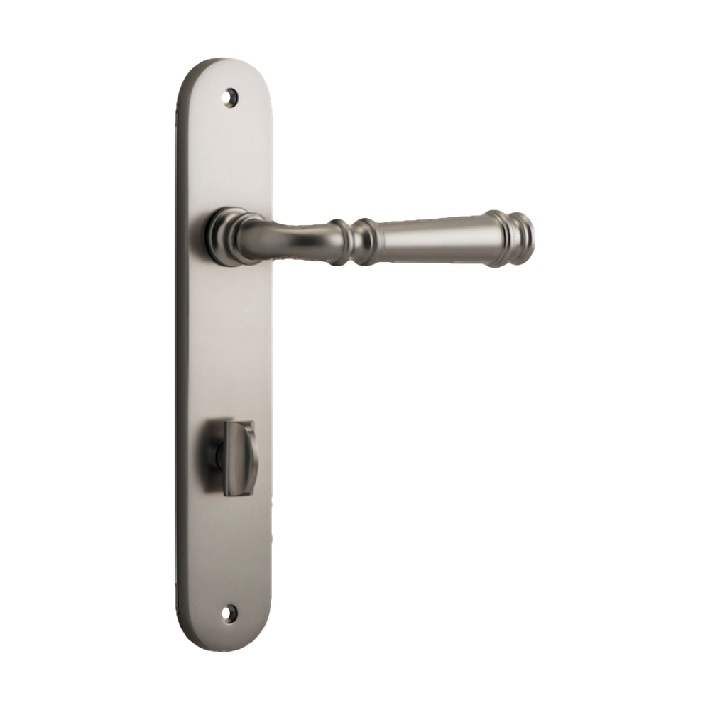 Door Lever Verona Oval Privacy Satin Nickel CTC85mm H237xW50xP59mm in Satin Nickel