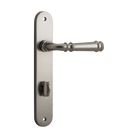Door Lever Verona Oval Privacy Satin Nickel CTC85mm H237xW50xP59mm in Satin Nickel