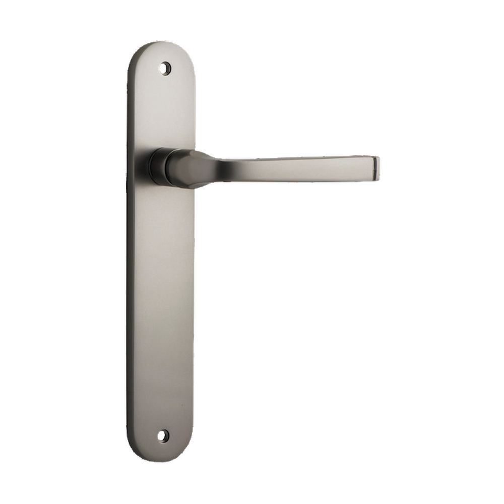 Door Lever Annecy Oval Latch Satin Nickel H230xW40xP62mm in Satin Nickel