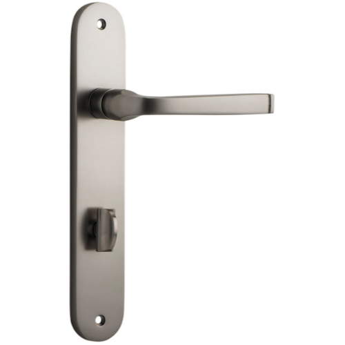 Door Lever Annecy Oval Privacy Satin Nickel CTC85mm H230xW40xP62mm in Satin Nickel