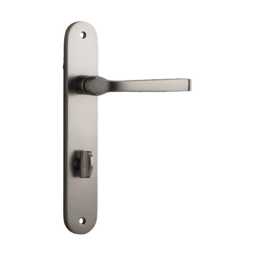 Door Lever Annecy Oval Privacy Satin Nickel CTC85mm H230xW40xP62mm in Satin Nickel
