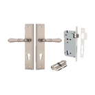 Door Lever Sarlat Stepped Satin Nickel Key / Key Entrance Kit in Satin Nickel