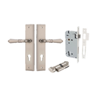 Door Lever Sarlat Stepped Satin Nickel Key / Thumb Entrance Kit in Satin Nickel