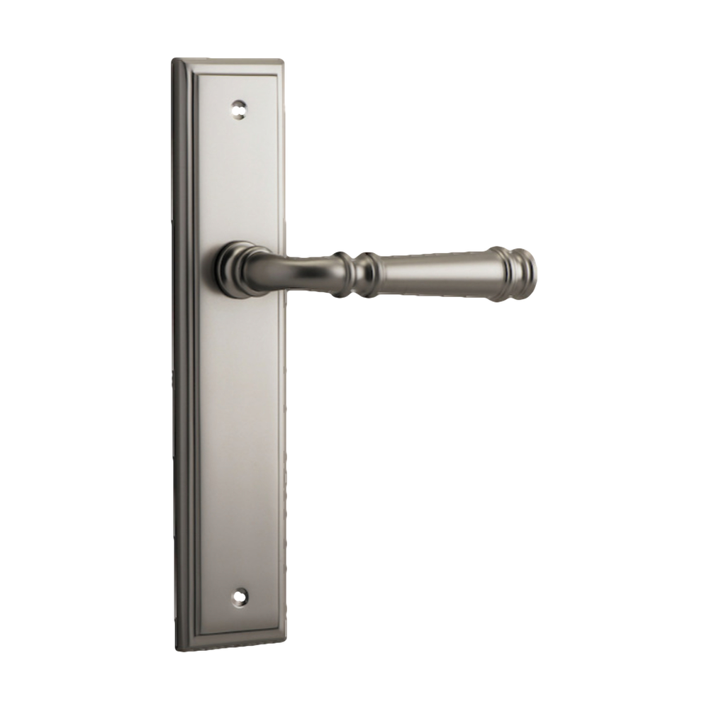 Door Lever Verona Stepped Latch Satin Nickel H237xW50xP59mm in Satin Nickel