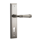 Pair of Iver Verona lever door handles on stepped backplates, showcasing elegant architectural hardware design.
