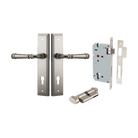 Pair of Iver Verona lever handles with stepped backplate, architectural hardware in a sleek, modern design.