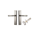 Door Lever Verona Stepped Latch Satin Nickel H240xW50xP59mm Passage Kit Tube Latch Split Cam 'T' Striker Satin Nickel Backset 60mm in Satin Nickel