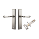 Pair of Iver Verona lever handles on stepped backplates, showcasing elegant architectural hardware with a polished finish.