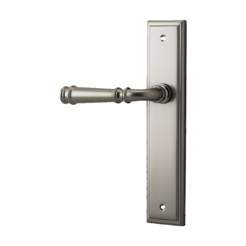 Door Lever Verona Stepped Latch Satin Nickel H237xW50xP59mm  Fixed Half Set Left Hand in Satin Nickel