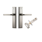 Pair of Iver Annecy lever door handles with stepped backplate, polished finish, and elegant design for interior doors.