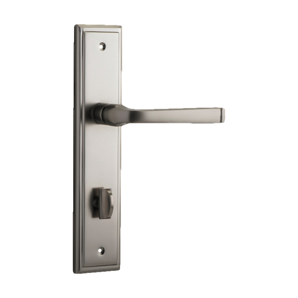 Door Lever Annecy Stepped Privacy Satin Nickel CTC85mm H237xW50xP65mm in Satin Nickel