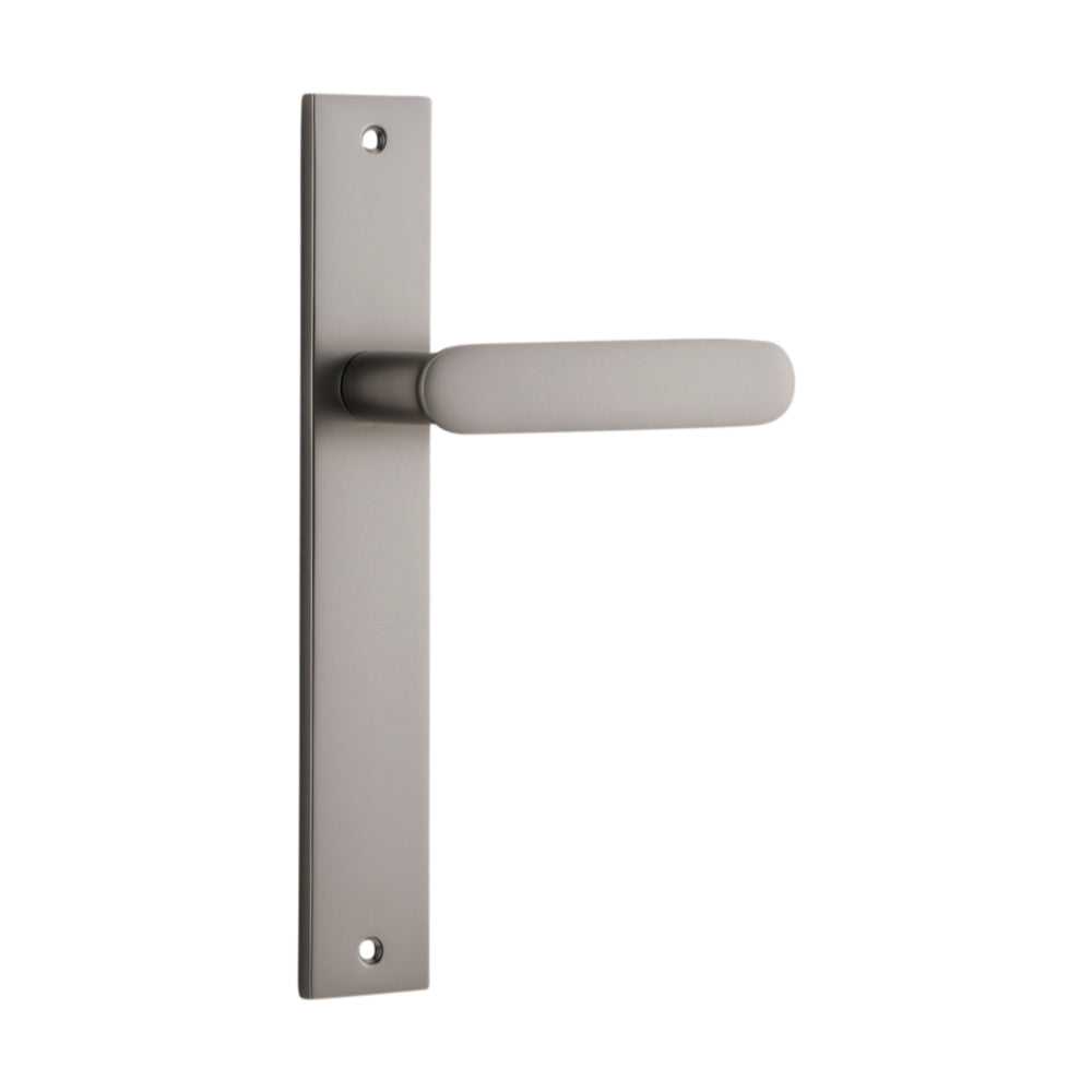 Door Lever Bronte on Long Backplate Satin Nickel H240xW38xP65mm in Satin Nickel