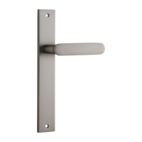 Door Lever Bronte on Long Backplate Satin Nickel H240xW38xP65mm in Satin Nickel