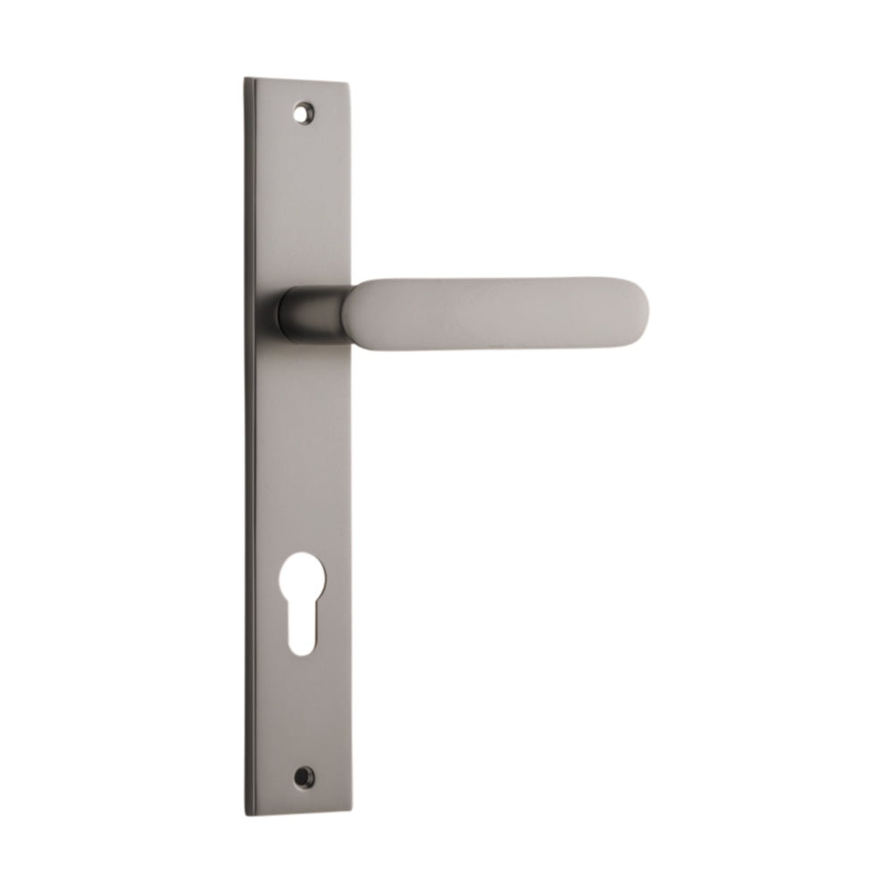 Door Lever Bronte Rectangular Euro Satin Nickel CTC85mm H240xW38xP65mm in Satin Nickel