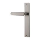 Door Lever Bronte Rectangular Latch Left Hand Fixed Satin Nickel L117xP53mm BPH240xW38mm in Satin Nickel