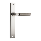 Door Lever Brunswick Rectangular Latch Right Hand Fixed Satin Nickel L120xP57mm BPH240xW38mm in Satin Nickel