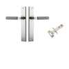 Door Lever Brunswick Knurled Rectangular Satin Nickel L120xP57mm BPH240xW38mm Passage Kit, Tube Latch Split Cam 'T' Striker Satin Nickel Backset 60mm in Satin Nickel