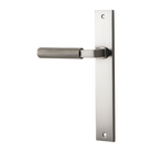 Door Lever Brunswick Rectangular Latch Left Hand Fixed Satin Nickel L120xP57mm BPH240xW38mm in Satin Nickel