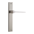 Door Lever Como Rectangular Latch Right Hand Fixed Satin Nickel L119xP59mm BPH240xW38mm in Satin Nickel