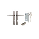 Door Lever Como Rectangular Euro Pair Satin Nickel CTC85mm L119xP59mm BPH240xW38mm, Mortice Lock Euro Satin Nickel CTC85mm Backset 60mm, Euro Cylinder Dual Function 5 Pin Satin Nickel 65mm KA4 in Satin Nickel