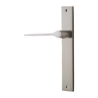 Door Lever Como Rectangular Latch Left Hand Fixed Satin Nickel L119xP59mm BPH240xW38mm in Satin Nickel
