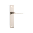 Door Lever Como Chamfered Latch Satin Nickel H240xW50xP61mm in Satin Nickel