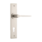 Door Lever Como Chamfered Euro Satin Nickel H240xW50xP61mm in Satin Nickel