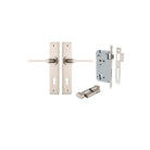 Door Lever Como Chamfered Euro Pair Satin Nickel CTC85mm L119xP61mm BPH240xW50mm Mortice Lock Euro Satin Nickel CTC85mm Backset 60mm, Euro Cylinder Key Thumb 5 Pin Satin Nickel 65mm KA4 in Satin Nickel