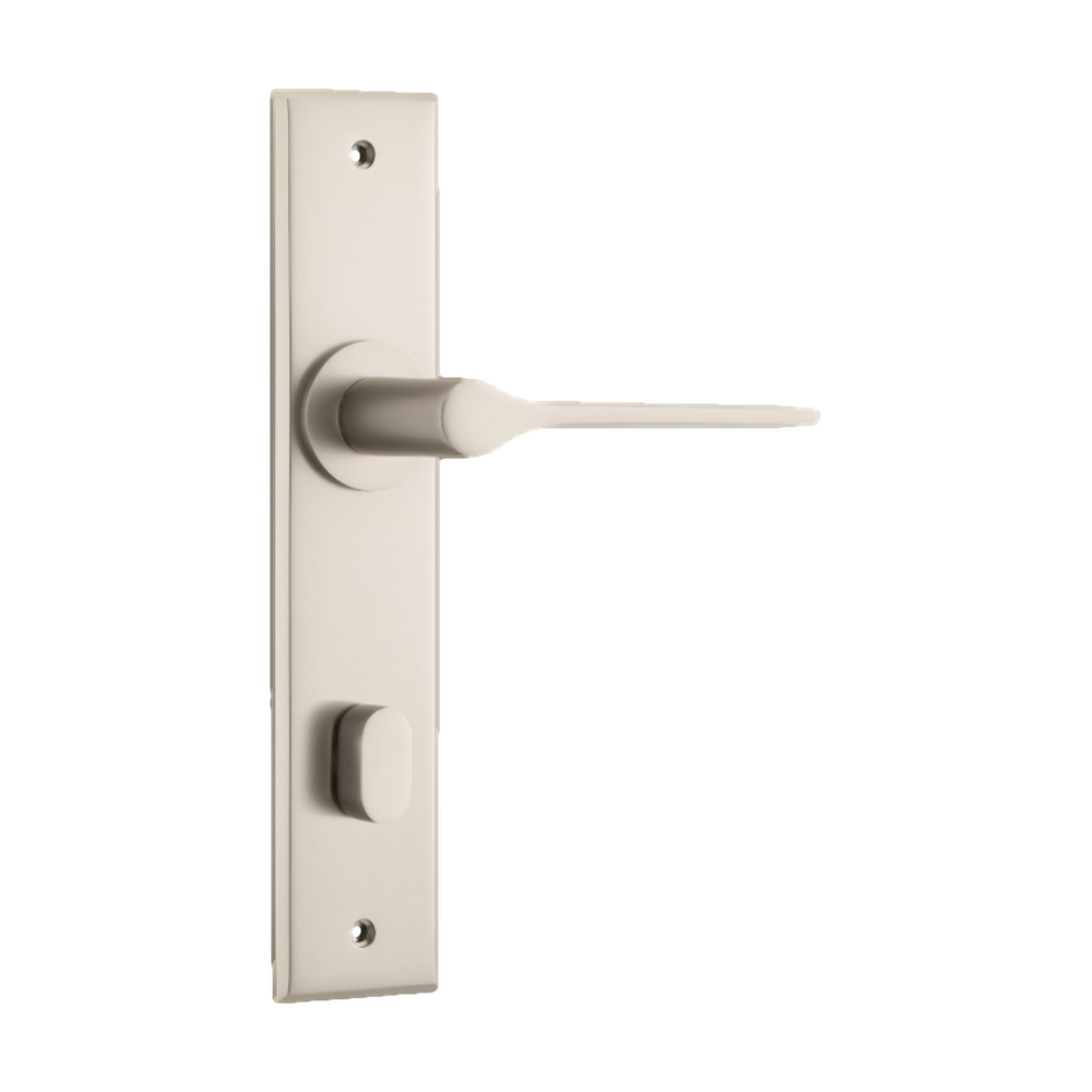 Door Lever Como Chamfered Privacy Satin Nickel H240xW50xP61mm in Satin Nickel