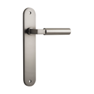 Door Lever Berlin Oval Latch Satin Nickel H237xW40xP57mm in Satin Nickel