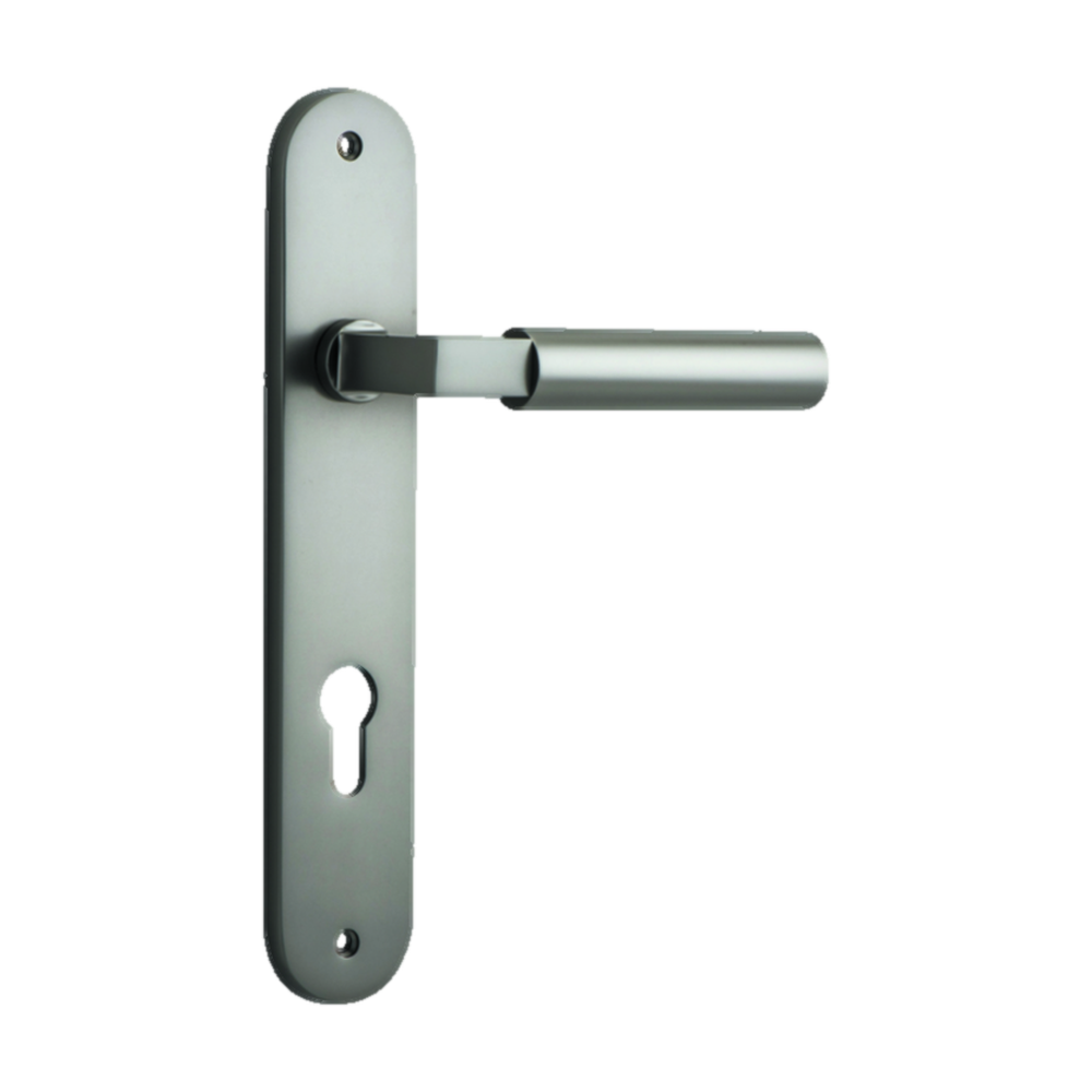 Door Lever Berlin Oval Euro Satin Nickel CTC85mm H237xW40xP57mm in Satin Nickel