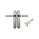 Door Lever Berlin Oval Satin Nickel L120xP57mm BPH240xW40mm Passage Kit Tube Latch Split Cam 'T' Striker Satin Nickel Backset 60mm in Satin Nickel