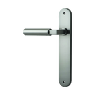 Door Lever Berlin Oval Latch Left Hand Fixed Satin Nickel L120xP57mm BPH240xW40mm in Satin Nickel