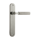 Door Lever Brunswick Oval Latch Satin Nickel H237xW40xP60mm in Satin Nickel