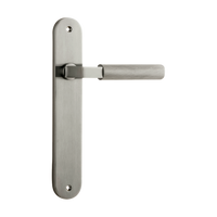 Door Lever Brunswick Oval Latch Satin Nickel H237xW40xP60mm in Satin Nickel