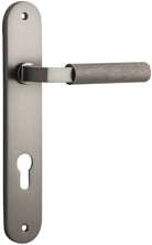 Door Lever Brunswick Oval Euro Satin Nickel CTC85mm H237xW40xP60mm in Satin Nickel
