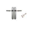 Door Lever Brunswick Knurled Oval Satin Nickel L120xP57mm BPH240xW40mm Passage Kit Tube Latch Split Cam 'T' Striker Satin Nickel Backset 60mm in Satin Nickel